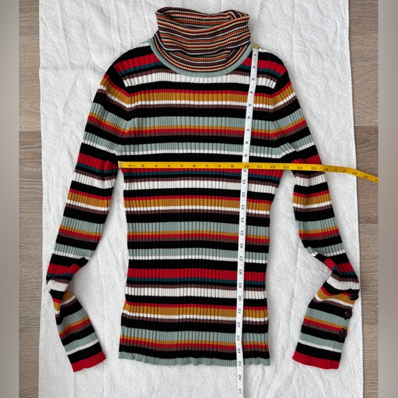 Anthropologie Moth Fawcett Striped Turtleneck Sweater Womens Medium - Picture 5 of 8